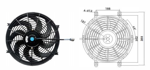 18 Inch Curved Leaf Blower 90W Electronic Fan 12V / 24V