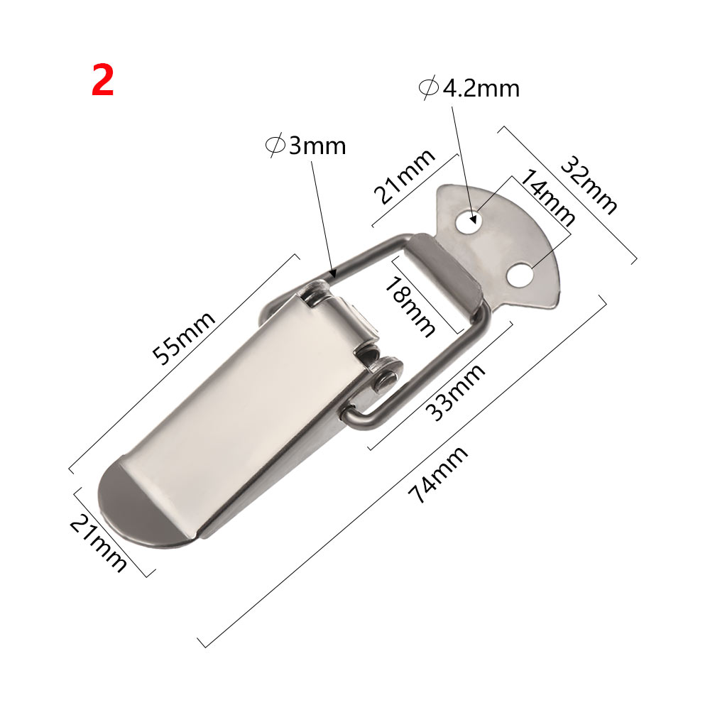1PC Hardware Cabinet Boxes Spring Loaded Latch Catch Toggle Hasp Stainless Steel Hasp For Sliding Door Simple Window Box Buckle: Silver