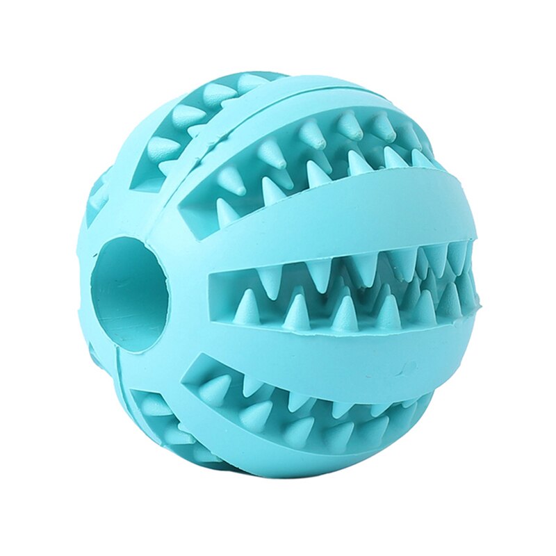 Dog Ball Toys for Pet Tooth Cleaning Chewing Playing IQ Treat Toy Ball Food Dispensing Toys of Non-Toxic Rubber Training Balls: Skyblue / 5cm