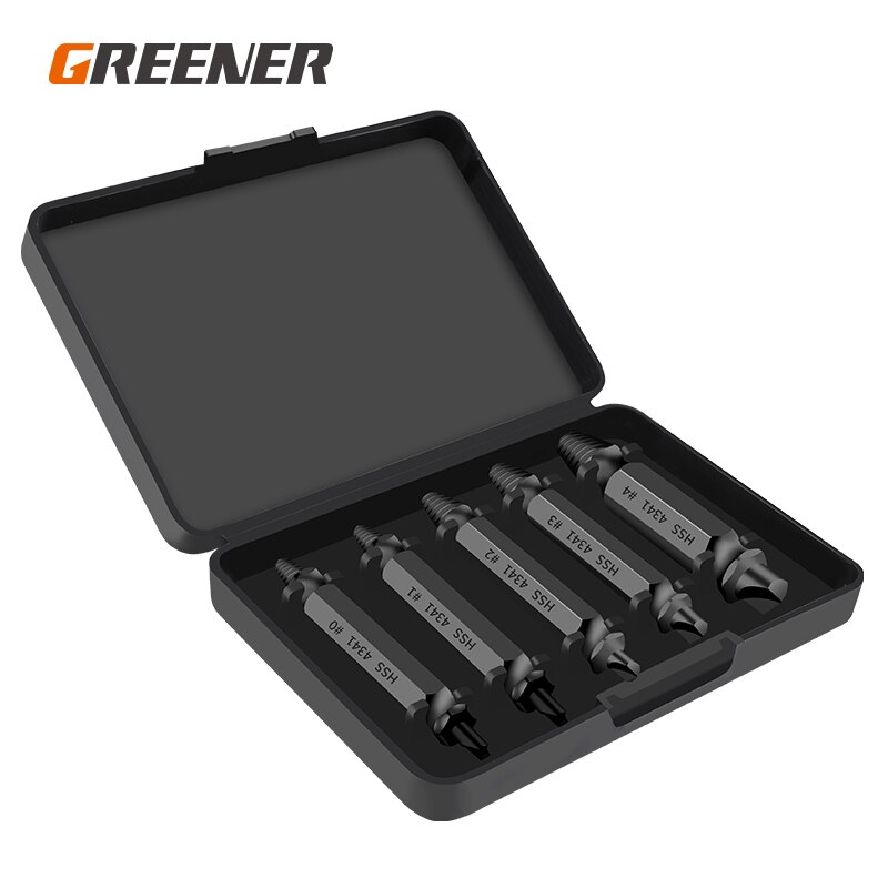 GREENER 5PC Break Screwdriver Extractor Speed Damaged Screw Drill Bit Set Take Out Bits Bolt Remover Extractor Demolition Tools: Premium