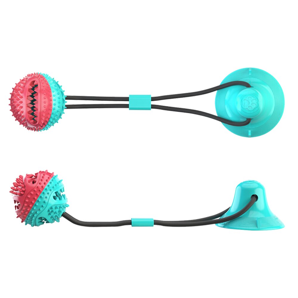 Dog Molar Bite Toy with Powerful Rope and Suction Cup for Dog To Pull/chew/Clean Teeth and Self-playing Pet Products: blue and red