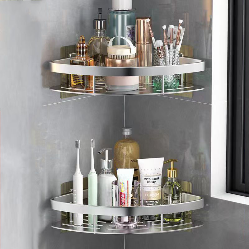 Aluminum Alloy Shampoo Rack Bathroom Shelf Makeup Storage Organizer Shower Shelf Bathroom Accessories No Drill Wall Corner Shelf: Yellow