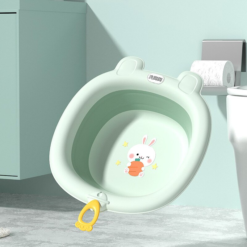 Lavabo pliable pour bébé, panier à linge pliable Portable pour enfants, baignoire avec lanière: Green with Lanyard