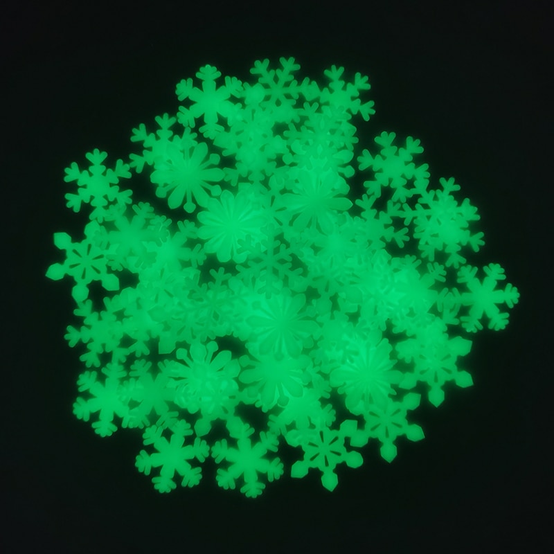 50 Stuks Lichtgevende Sneeuwvlok Glow In The Dark Muurstickers Venster Winkel Decals Kids Baby Kamers Kerst Stickers Home Decor