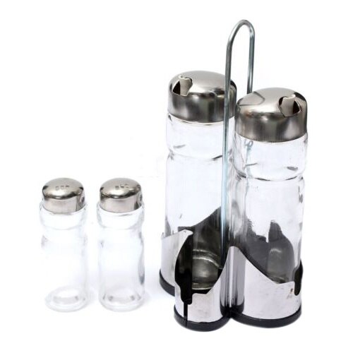 YARNOW Olie- en azijn, zout, peper, menage, roestvrij staal, kruidendispenser, zout, peper, shaker, azijn, menage, afneembaar, met basis, voor keuken, werkblad