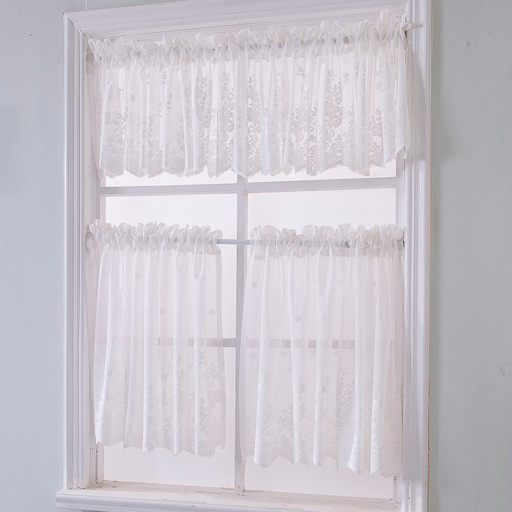 Lace kitchen curtains Waffle Woven Textured Valance for Bathroom Water Repellent Window Covering tenda#30
