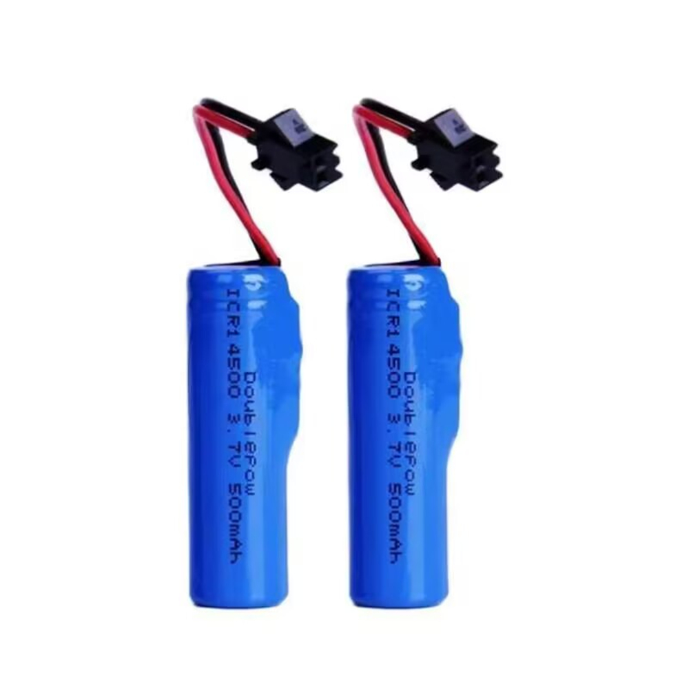 Batterie rechargeable 14500, 3.7V, 500mAh, avec prise SM, chargeur USB-SM pour contrôleur de jeu de jouets: GRIS