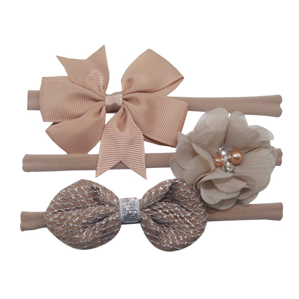 3 teile/los Kinder Elastische Floral Stirnband Baby Bowknot Haar Bands Headwear Set Mädchen Haar Zubehör Nette Baby Mädchen Geburtstag: B