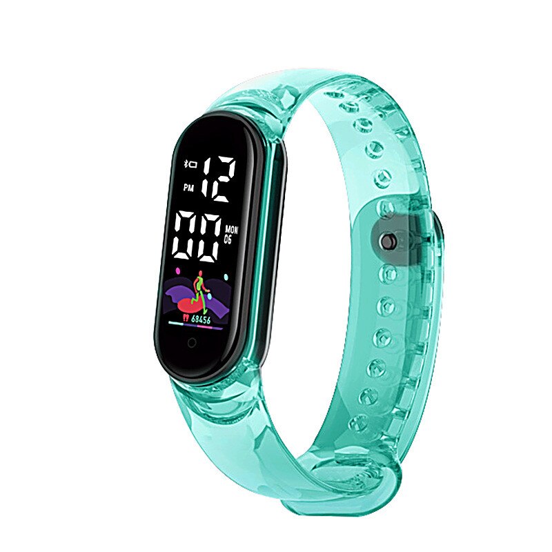 Reloj electrónico deportivo para hombre y mujer, pulsera Digital LED, transparente, a la: BL