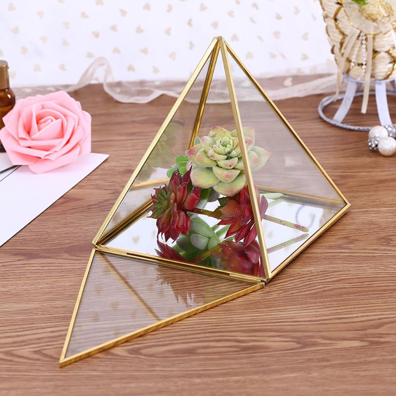 Verre Terrarium pyramide boîte de rangement clair à facettes Succulent Air plante planteur boîte bijoux présentoir