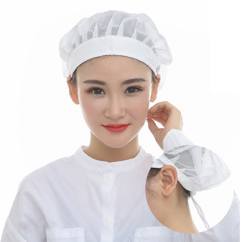 Gorros de red ajustables blancos para panadería, taller de horneado, gorro de trabajo, gorro Bouffant, redecilla para el pelo, servicio de comida, cocina, cubierta para la cabeza para hombres y mujeres