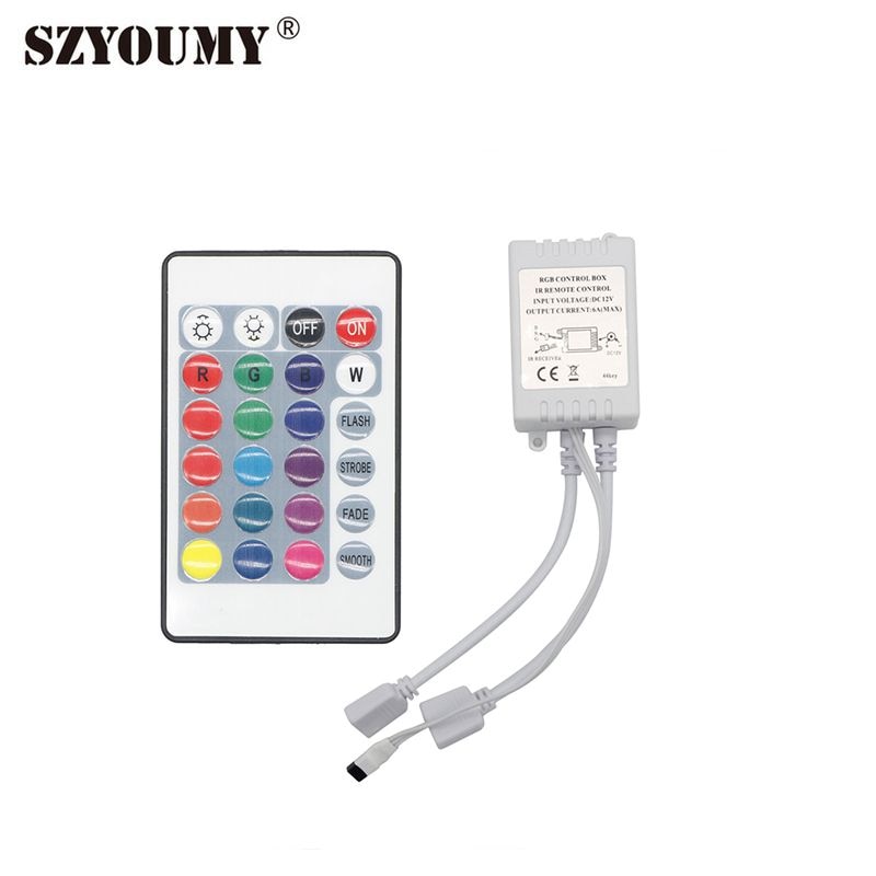 SZYOUMY 24 key IR afstandsbediening RGB controller DC12V led controller dimmer voor smd 3528 5050 strip licht