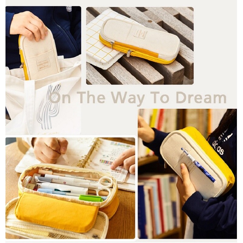 Simple pencil case high capacity primary and students pencil case stationery case