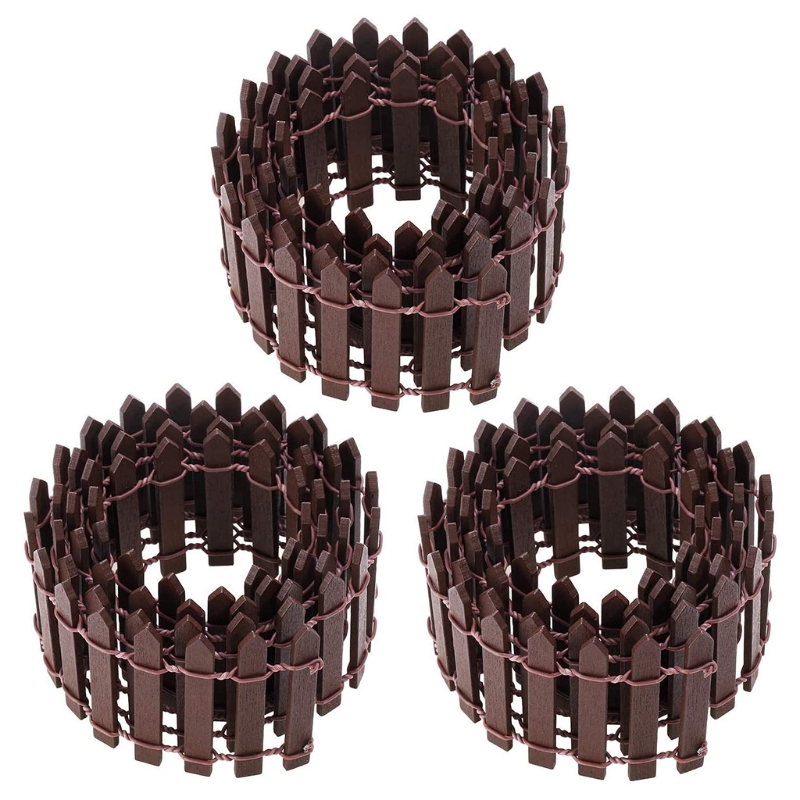 Mini vallas de madera para jardín en miniatura, accesorio pequeño de madera de 50lb, 3 piezas, 90x5cm, ideal para Micro paisajismo: COFFE