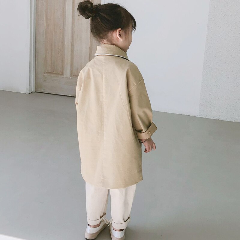 DZIECKO Baby Meisjes Trenchcoat Lente Kinderen Lange Mouw Jassen Met Sjaal Kids Bovenkleding Solid Baby Meisjes Bovenkleding Geul