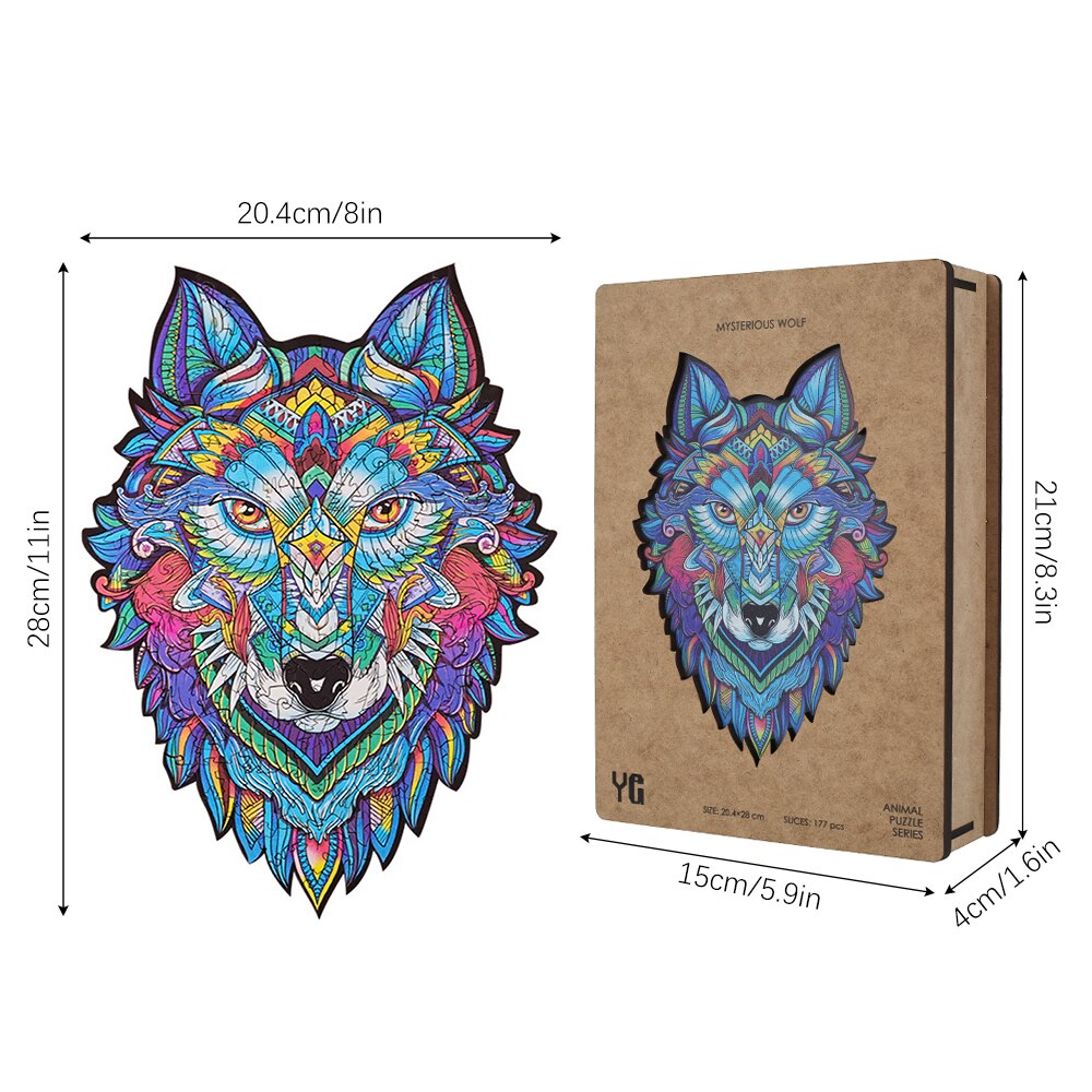 Unieke Houten Puzzels Mysterieuze Wolf Puzzel Cadeau Voor Volwassenen Kids Educatieve Puzzel Fabulous Interactieve Spelletjes: A1  28X20.4CM
