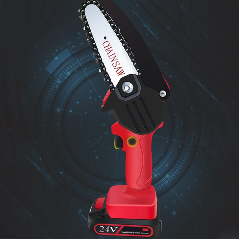 Mini-kettingzaag 24v draadloze elektrische draagbare kettingzaag borstelloze motor snoeischaar kettingzaag voor houtzagen eu-stekker