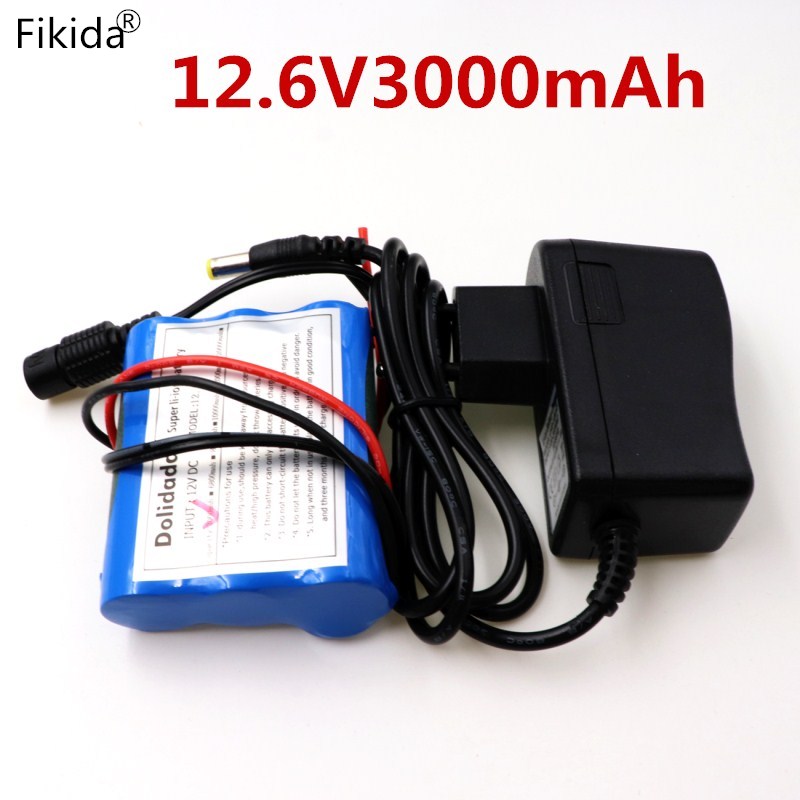 2022 12 V 3000 mAh 18650 Li-ion Rechargeable battery Pack for CCTV Camera 3A Batteries+ 12.6V 1A Charger+Free shopping