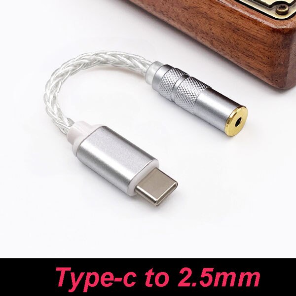 Conexant CX31993 Dongle Type C to 2.5mm/3.5mm/4.4mm DAC Headphone Amp SNR128dB PCM 32b/384kHz For Android Windows10 phone call: 2.5mm Silver