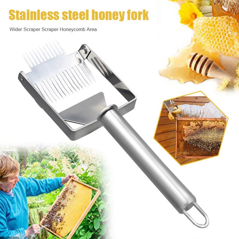 Acier inoxydable miel grattoir fourchette apiculture miel décapsulage abeille ruche pelle outils