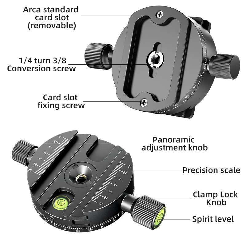 Panoramic Rotating Quick Release Plate Clamp Tripod Head Mount Arca Swiss Quick Release Plate Clamp with 1/4 Screw For Ball Head