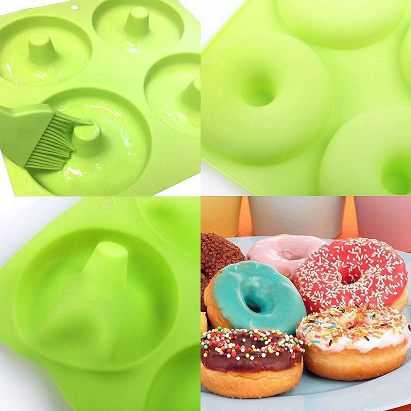 1Pcs 4Cavity Large Full Size Donut Pan 4Inches, Silicone Donut Molds for Baking, Non Stick Bagel Pan