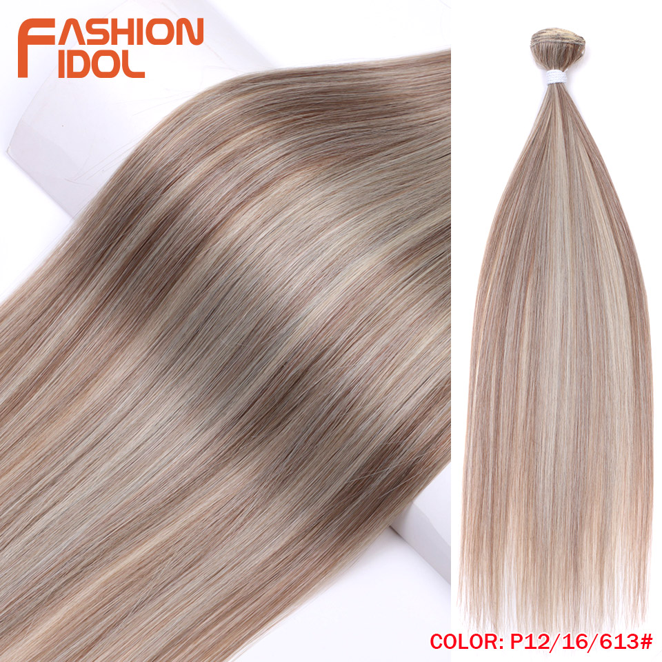 Bone Straight Hair Extensions Ombre Blonde Hair Bundles Super Long Hair Synthetic 24 Inch Straight Hair Full to End IDOL