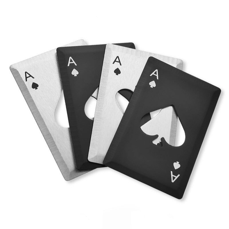 Cool svart pokerkort ölflasköppnare rostfritt stål bröllopsfest bankett souvenirer kök mat bar verktygsbord