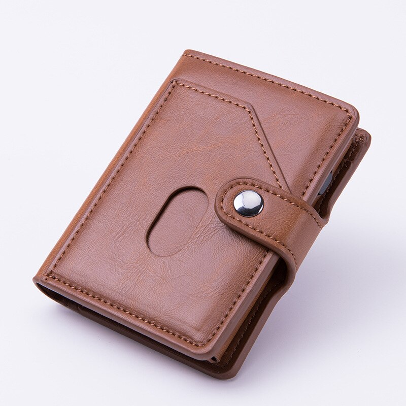 Pitébo – boîte à cartes en cuir NFC en fibre de carbone, brosse antivol, pack de cartes pour hommes et femmes, bouclier de grande capacité RFID pop-up automatique