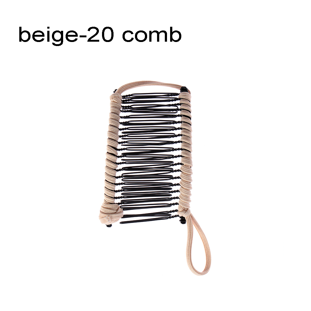Pinza Banana para el pelo Vintage para el pelo para mujer, peine Vintage elástico, accesorios para el cabello, novedad, 1 unidad: beige	20 comb