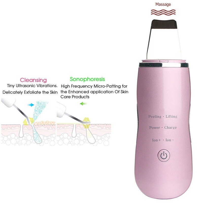 Épurateur de peau à ultrasons, machine de nettoyage du visage en profondeur, outil d'élimination des rides, des pores et des points noirs, masseur vibrant pour le visage