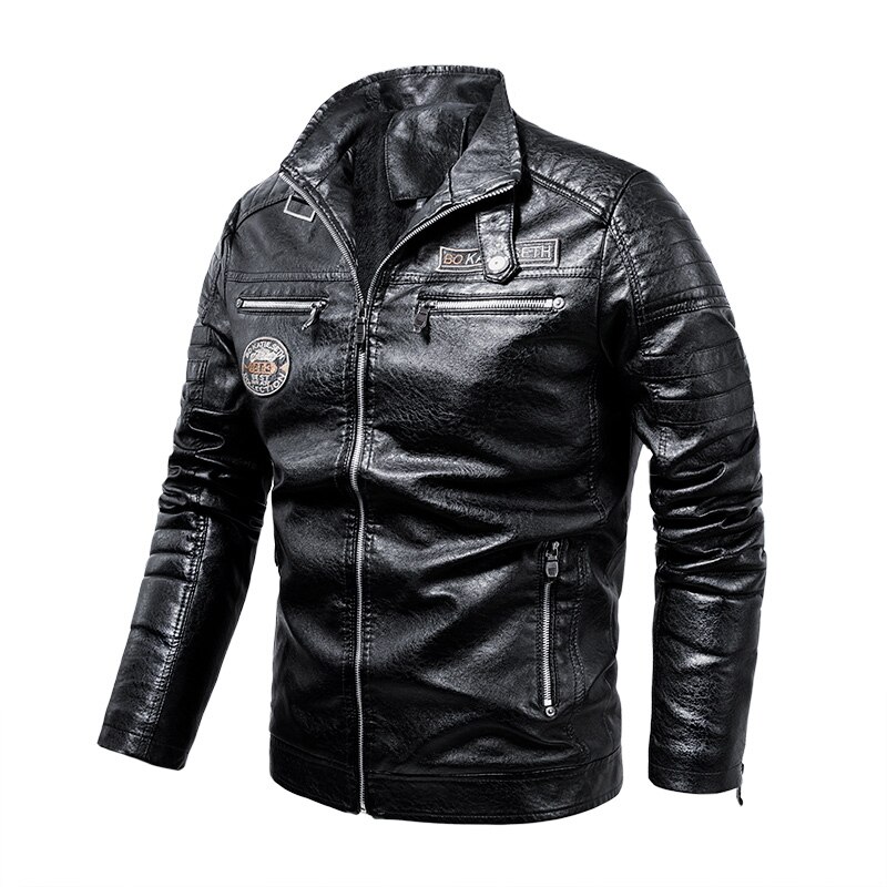 Novos jaquetas de couro dos homens do velo da motocicleta motociclista plutônio leahter jaqueta masculina gola casual blusão ropa de hombre casaco fino