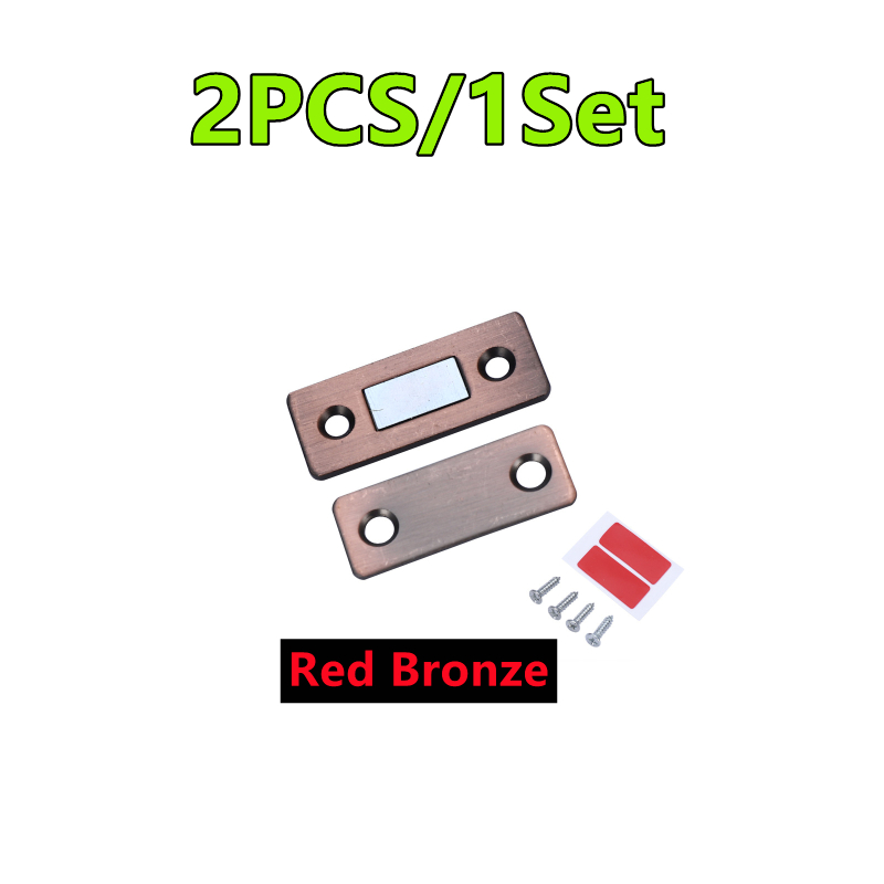 cierre de puerta fuerte, pestillo magnético para puerta, imán para puerta, muebles, armario, tornillo/pegatina ultrafino, 6 colores, 4/2 Uds.: Plata