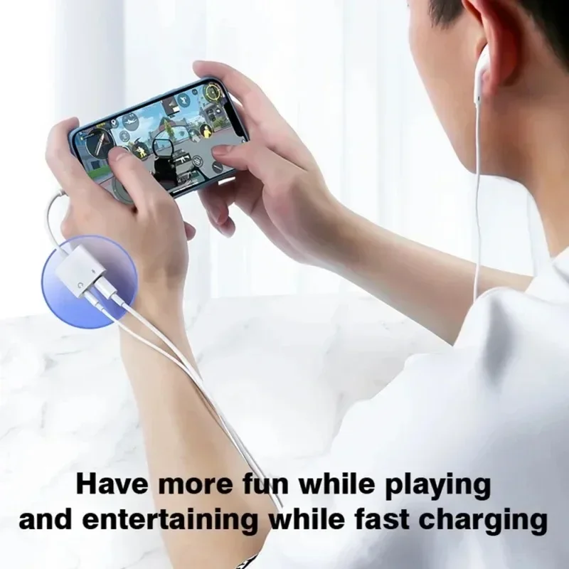 For Apple iPhone 2 in 1 Charging and Headphones Adapter Lightning to 3.5mm Jack Audio Converter For iPhone 15 14 13 12 11 XS 8 7