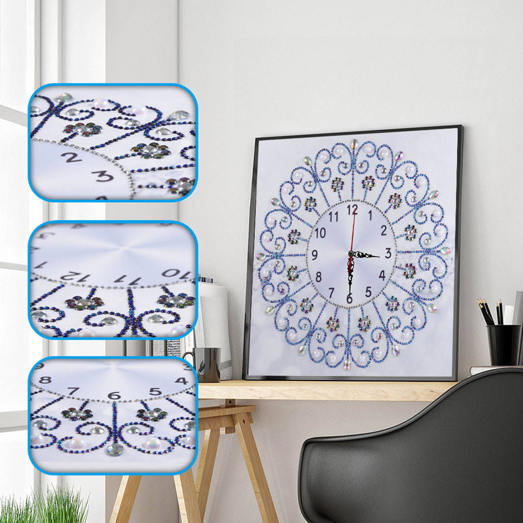 Reloj de pared de punto de cruz con pintura de diamantes Forma especial DIY 5D, manualidades con bordado de diamantes, decoración de lienzo, reloj, recién llegado 325: H
