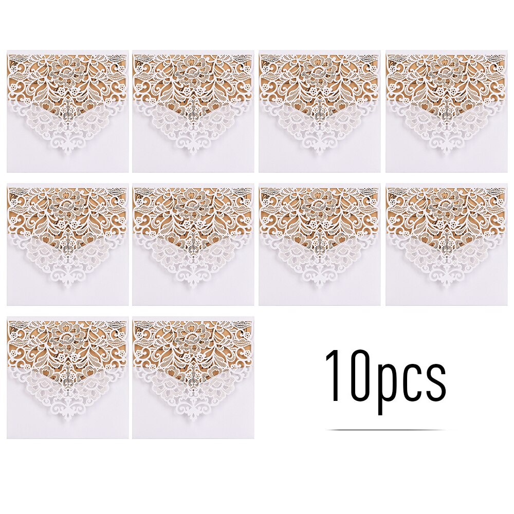 10pcs Floral Pattern Wedding Invitations Cards Pearl Paper Wedding Cards Invitation with Blank Inner Sheet for Wedding Birthday