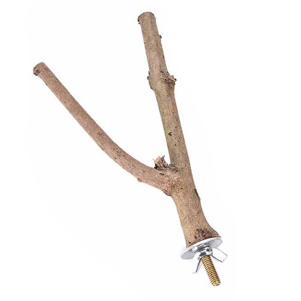 Perchas de madera en bruto DIY loro horquilla de pie rama pájaro jaula Rack Pet suministro juguetes para masticar