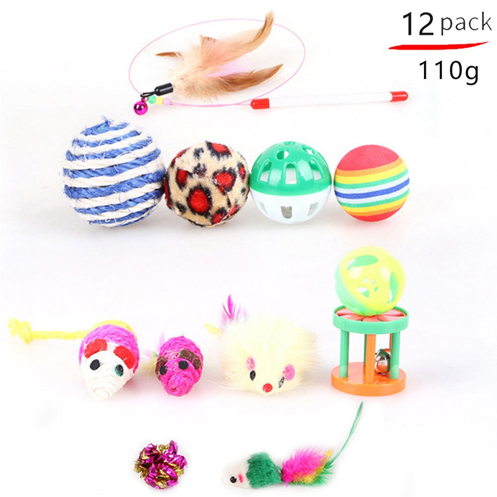 Kitten Toys Variety Pack-Pet cat toy combination set cat toy funny cat stick sisal mouse bell ball cat supplies 20/21 piece set