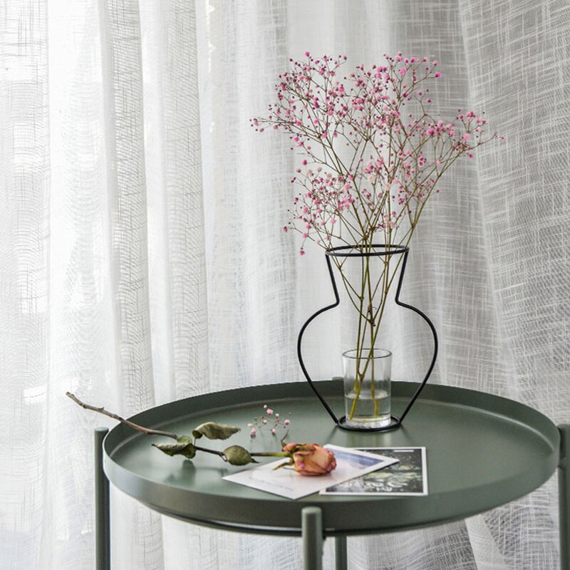 Vase en fer forgé avec cadre géométrique noir, support de plante en métal, Vase pour décoration de salon, bureau, chambre à coucher