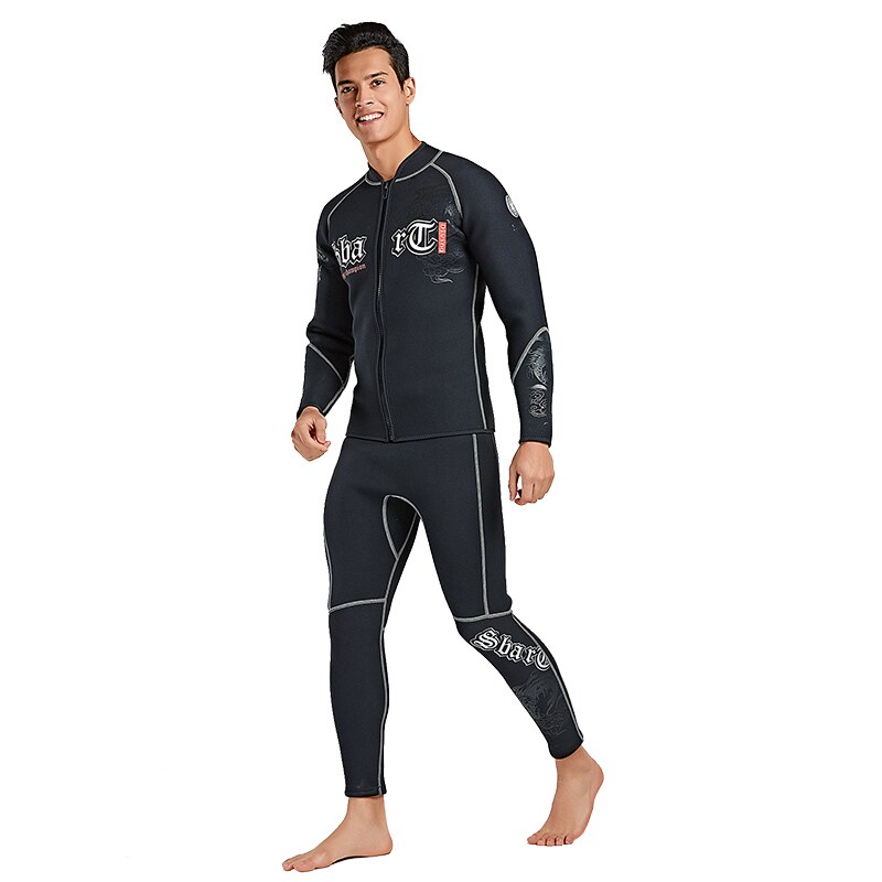 Mannen 3 Mm Warm Neopreen Wetsuit Jas Lange Mouw Zwarte Top Rits Surf Shirt Voor Duiken Zwemmen Snorkelen water Sport