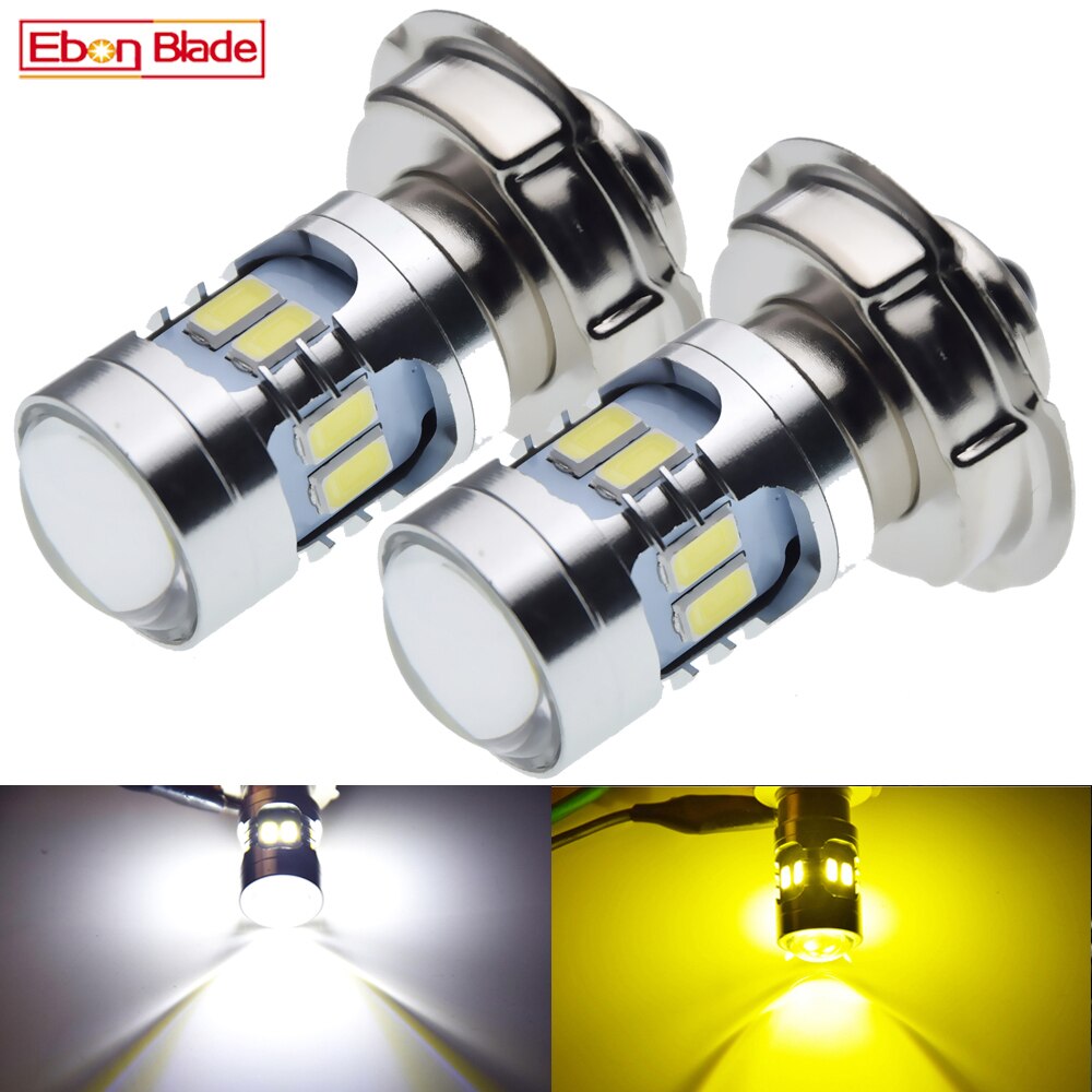 2x p26s 12 smd led motorcykel forlygte pærer hvid gul moto motorcykel kørelys scooter knallert lys 6v 12v 24v