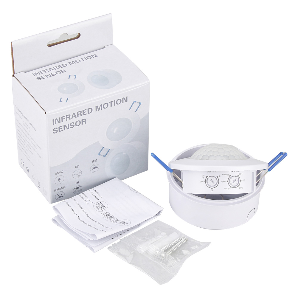 Infrarood Bewegingssensor Mini Plafond Pir Lichaam Bewegingsdetector Verstelbare Lamplichtschakelaar Voor Huisbeveiliging 220-240V