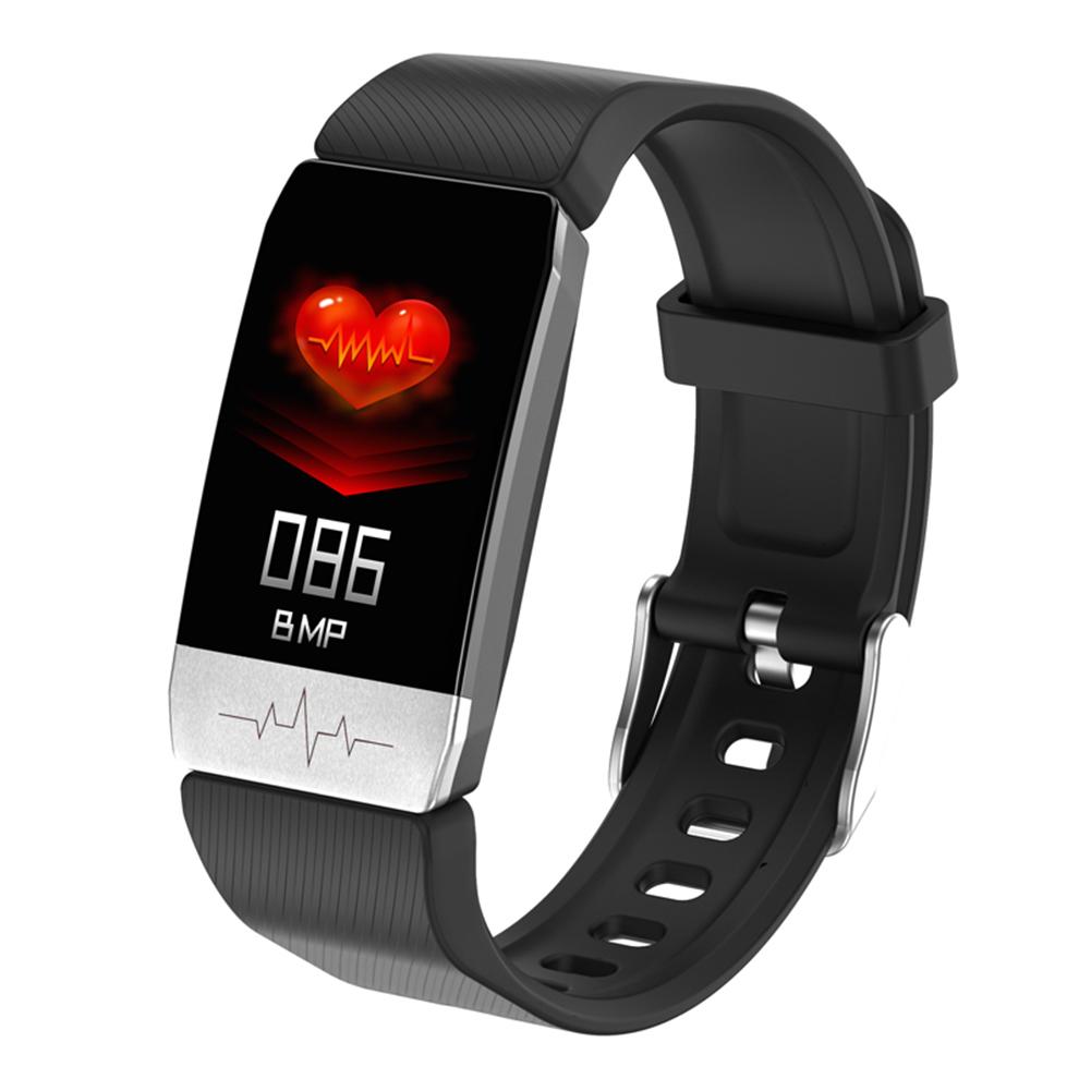 Bluetooth Smart Horloge Met Temperatuur Monitoring Sport Armband Modieuze Duurzaam Fitness Tracker Hartslag Stappenteller: Black