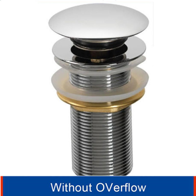 AODEYI Brass Basin Waste Drain Stopper Bathroom 1 1/4 Slotted Unslotted Pop-Up-Drain P-Trap with without Overflow: Chrome no overflow