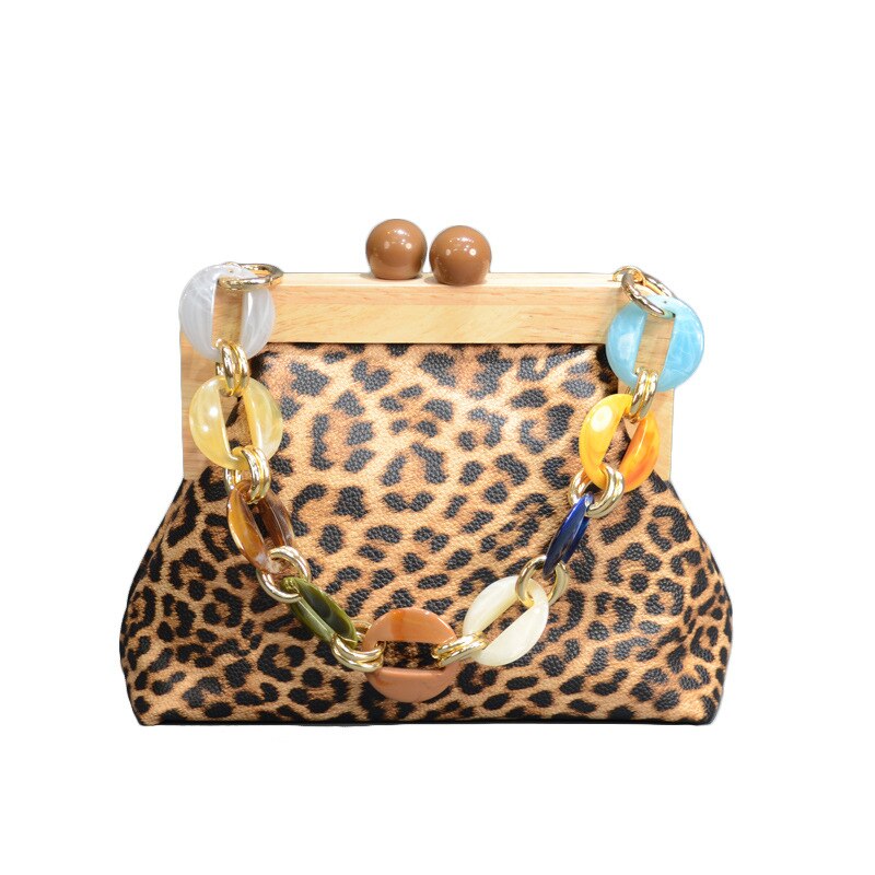 Handtasche Neue Netzwerk verrotten Koreanische Ausführung von der Westlichen Stil Leopard Holz Clip Bote Tasche frauen handtasche