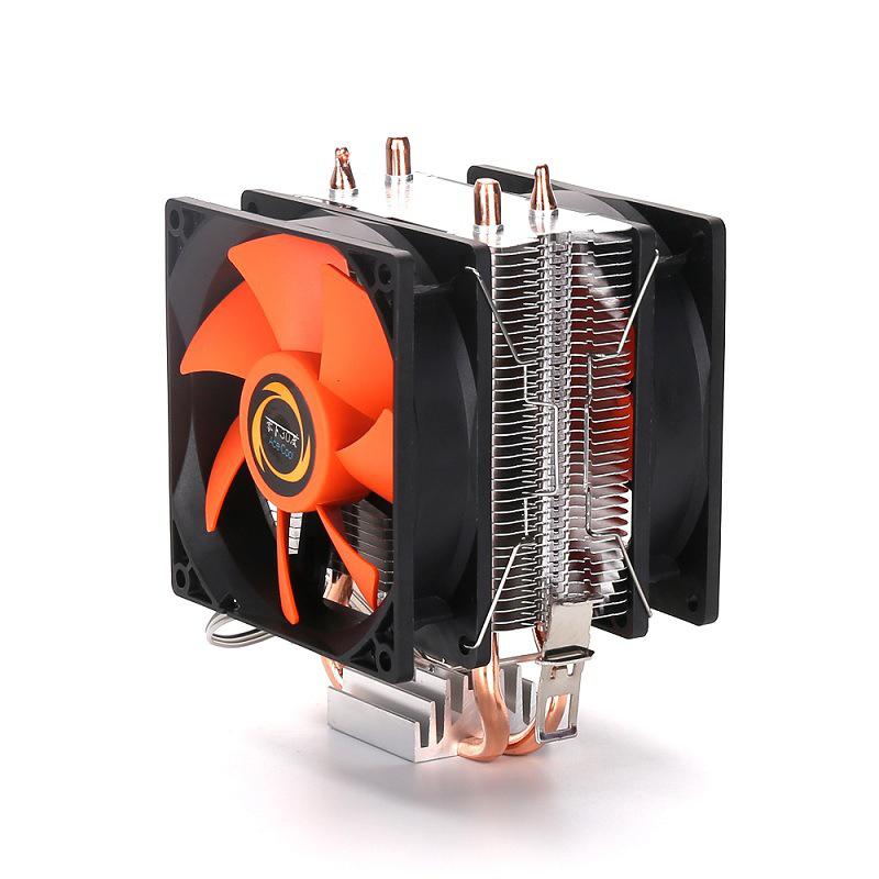 HobbyLane Double CPU Cooler Fan Air Cooling Double Copper Tube Strong Geat Dissipation Multiplatform Computer Host Radiator d29