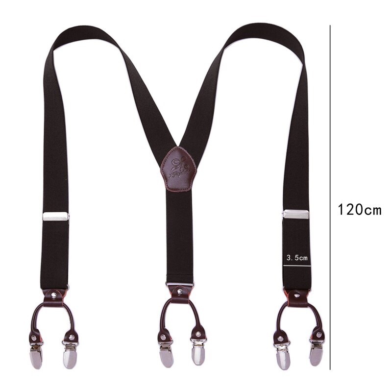 men&#39;s Suspender Elastic Leather 3.5 Cm Width Adjustable Elastic X Back Clips Men&#39;s Trousers Wedding Suspension 13 Colors