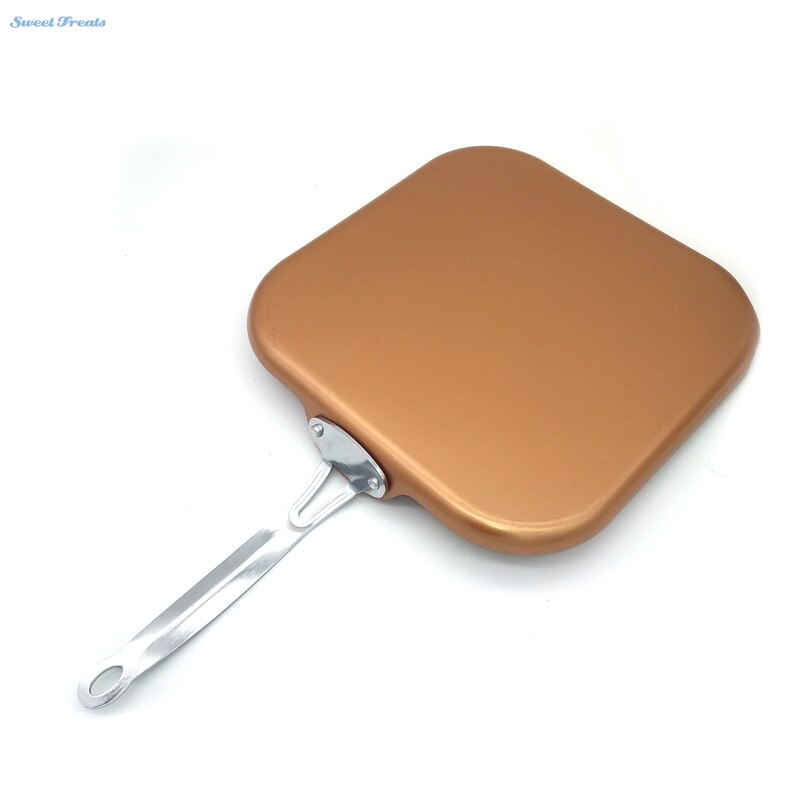 Sweettreats Square Nonstick Copper Ceramic Griddle Pan 11-Inch Nonstick Copper Ceramic Coating Pan With Stainless Steel Handle