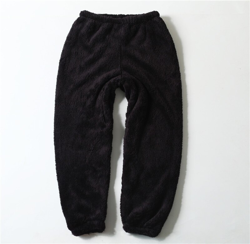 ¡Novedad de invierno! Pantalones de franela para mujer, pantalones de dormir gruesos y cálidos, pantalones de pijama para mujer, pantalones cómodos, pantalones holgados para parejas, pantalones casua: Black