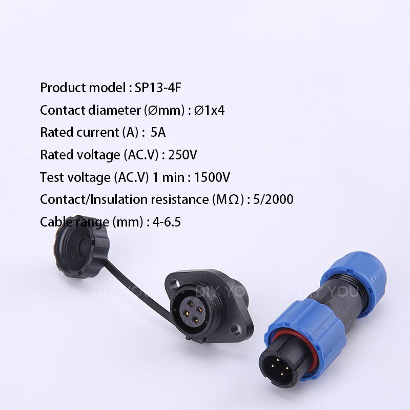 IP68 Aviation Plug SP13 1 2 3 4 5 6 7 Pin cable connectors Plug and socket Flange Type Waterproof connector DIY YOU: SP13-4F